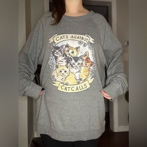 CATS AGAINST CAT CALLS Novelty Graphic Sweater